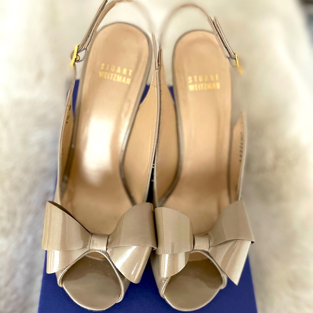 Stuart Weitzman Bow Peep Toe Heels - Picture 2 of 5
